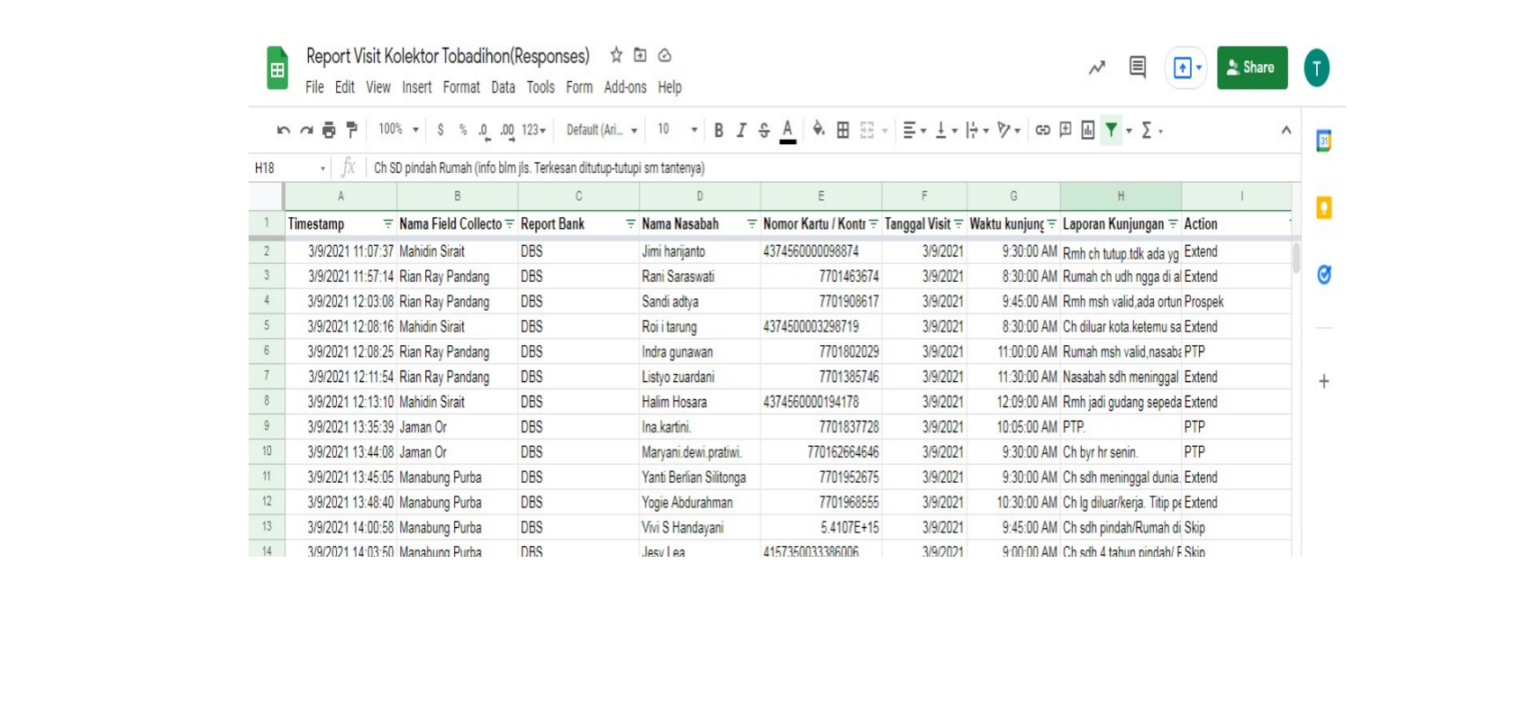 Sistem Kerja Report Online Field Collector
